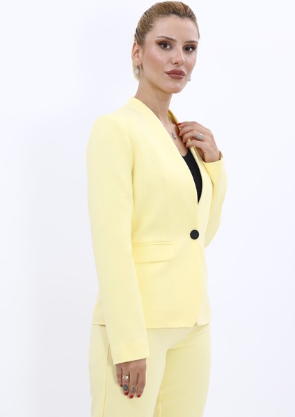 Tek Düğmeli Klasik Ceket-Sarı fırsatları