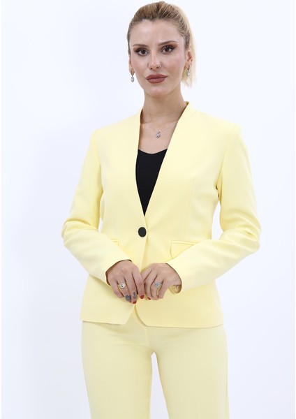 Tek Düğmeli Klasik Ceket-Sarı indirimleri