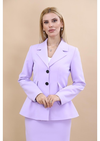 Erkek Yaka Önleri Pileli Ceket-Menekşe
