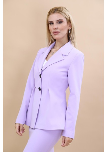 Erkek Yaka Önleri Pileli Ceket-Menekşe modelleri