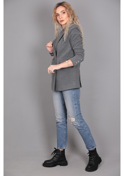 Kaşe Oversıze Blazer Ceket-Antrasit indirimleri