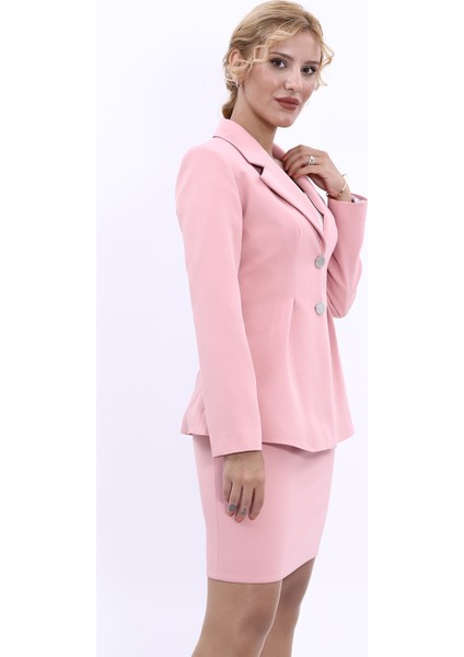 Erkek Yaka Önleri Pileli Ceket-Pudra fırsatları