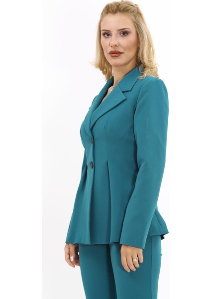 Erkek Yaka Önleri Pileli Ceket-Petrol fiyatları