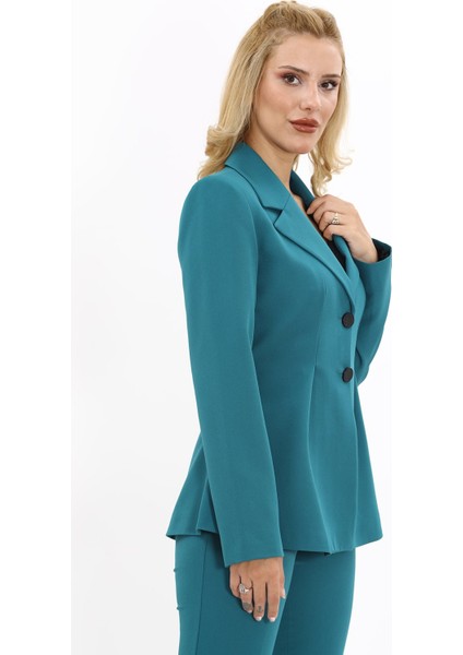 Erkek Yaka Önleri Pileli Ceket-Petrol fırsatları