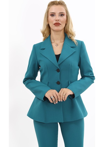 Erkek Yaka Önleri Pileli Ceket-Petrol indirimleri