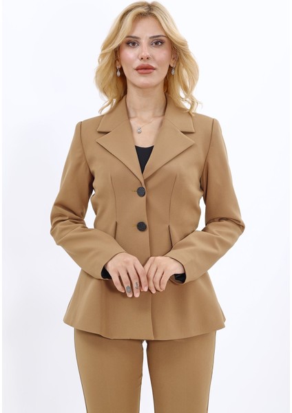 Erkek Yaka Önleri Pileli Ceket-Camel indirimleri