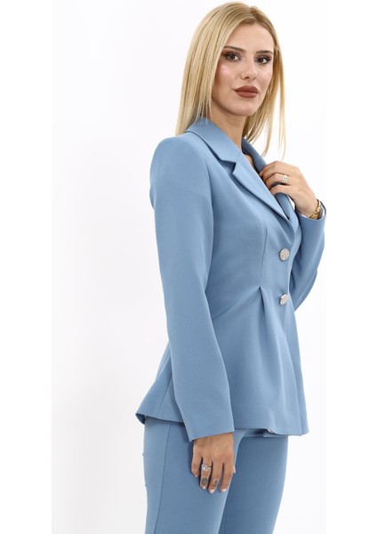 Erkek Yaka Önleri Pileli Ceket-Deniz fırsatları