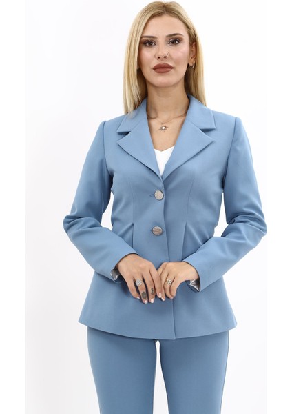 Erkek Yaka Önleri Pileli Ceket-Deniz indirimleri