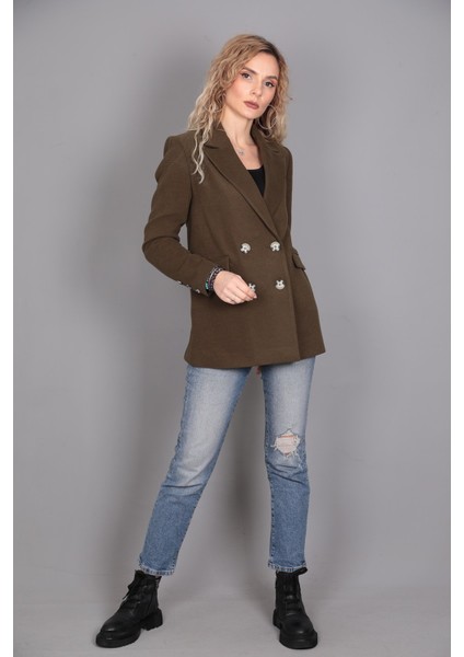 Kaşe Oversıze Blazer Ceket-Haki