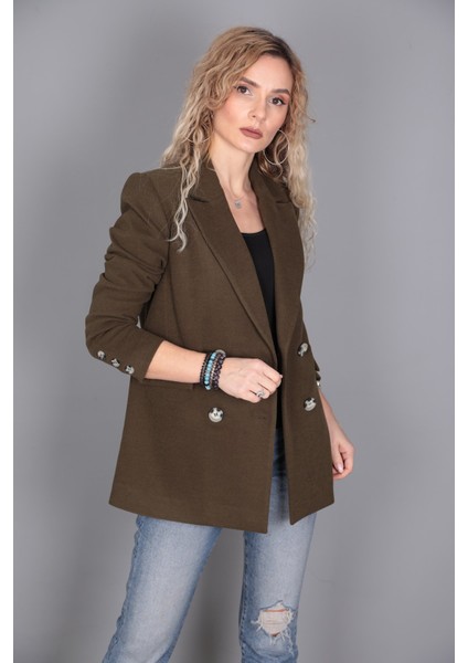 Kaşe Oversıze Blazer Ceket-Haki fiyatları