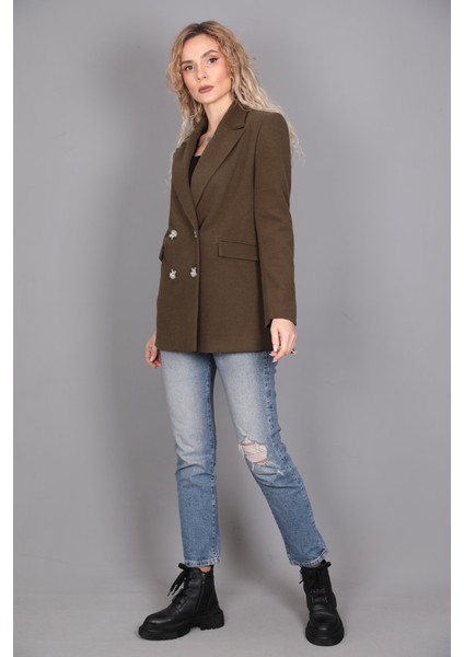 Kaşe Oversıze Blazer Ceket-Haki modelleri