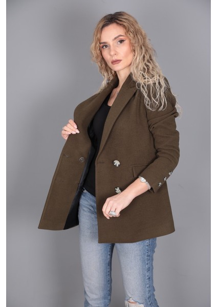 Kaşe Oversıze Blazer Ceket-Haki indirimleri