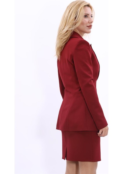 Erkek Yaka Tek Düğmeli Klasik Ceket-Bordo modelleri