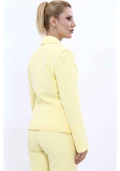 Erkek Yaka Tek Düğmeli Klasik Ceket-Sarı modelleri