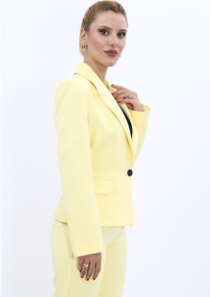 Erkek Yaka Tek Düğmeli Klasik Ceket-Sarı fırsatları