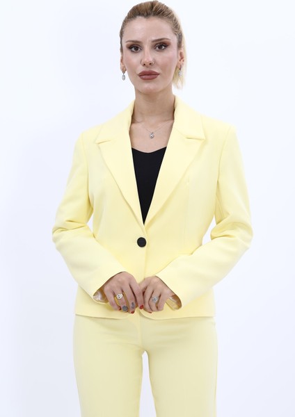 Erkek Yaka Tek Düğmeli Klasik Ceket-Sarı indirimleri