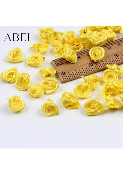 Sarı 300 Adet 15MM Mix Renk Küçük Gül Çiçek Mini El Yapımı Saten Kurdele Gül Kafası Düğün Scrapbooking Dekorasyon Giysi Aksesuarları (Yurt Dışından)