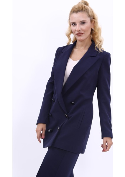 Erkek Yaka Kuruvaze Uzun Ceket-Lacivert fiyatları