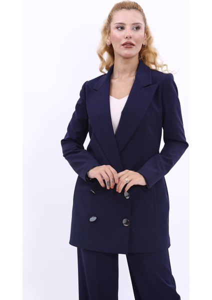 Erkek Yaka Kuruvaze Uzun Ceket-Lacivert indirimleri