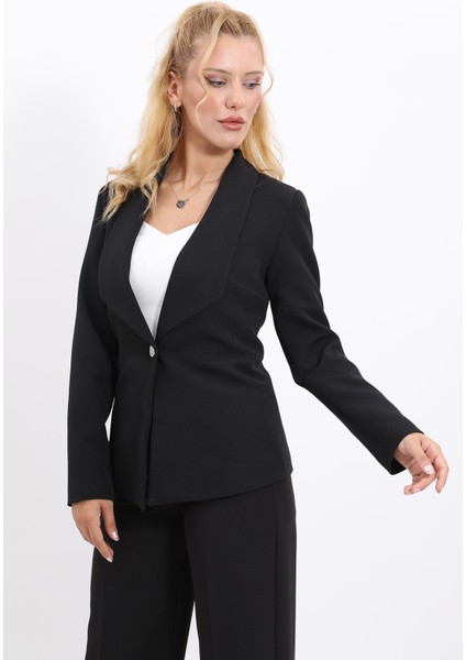 Amerikan Yaka Klasik Ceket-Siyah