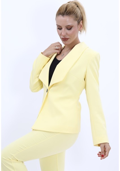 Amerikan Yaka Klasik Ceket-Sarı