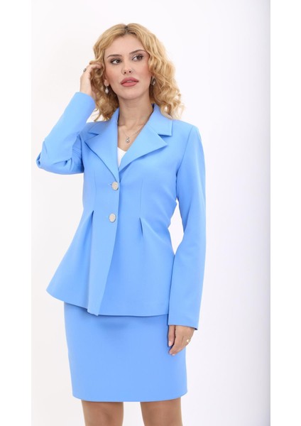 Erkek Yaka Önleri Pileli Ceket-Gökyüzü fiyatları