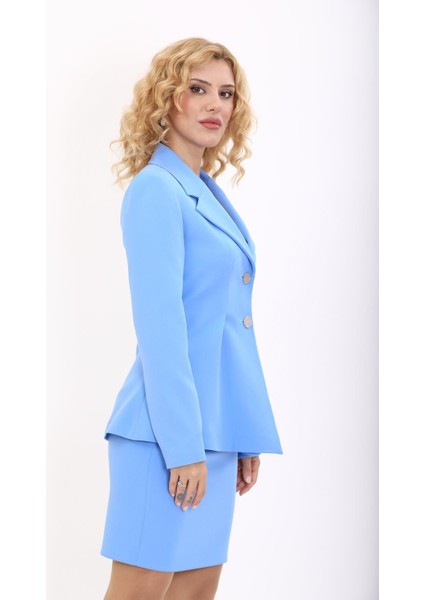 Erkek Yaka Önleri Pileli Ceket-Gökyüzü modelleri