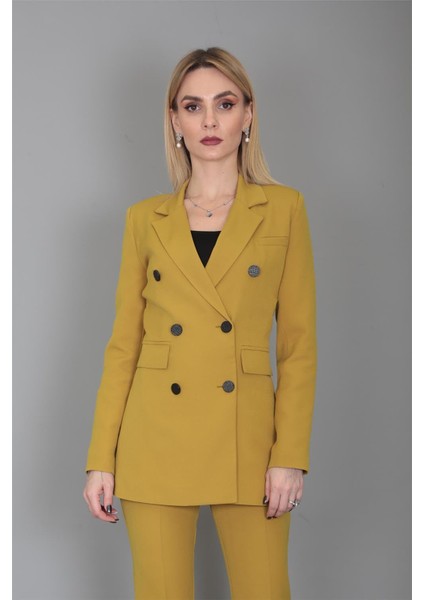 Erkek Yaka Kuruvaze Blazer Ceket-Fıstık