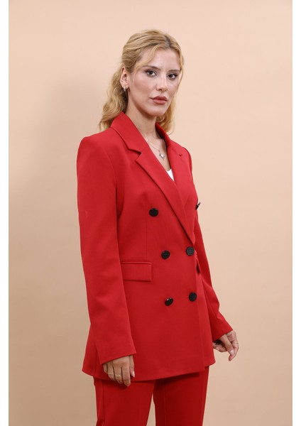 Erkek Yaka Kuruvaze Blazer Ceket-Kırmızı fiyatları