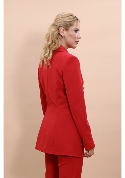 Erkek Yaka Kuruvaze Blazer Ceket-Kırmızı modelleri