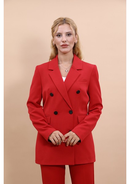 Erkek Yaka Kuruvaze Blazer Ceket-Kırmızı fırsatları