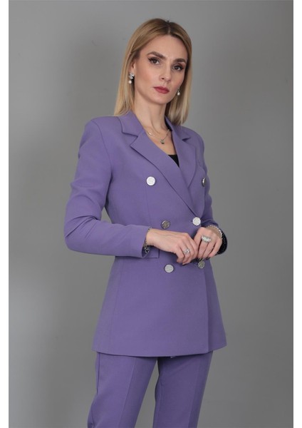 Erkek Yaka Kuruvaze Blazer Ceket-Lila fiyatları