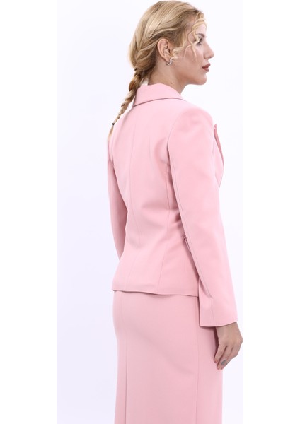 Erkek Yaka Tek Düğmeli Klasik Ceket-Pudra modelleri