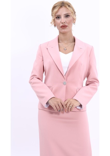 Erkek Yaka Tek Düğmeli Klasik Ceket-Pudra indirimleri