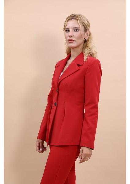 Erkek Yaka Önleri Pileli Ceket-Kırmızı fiyatları