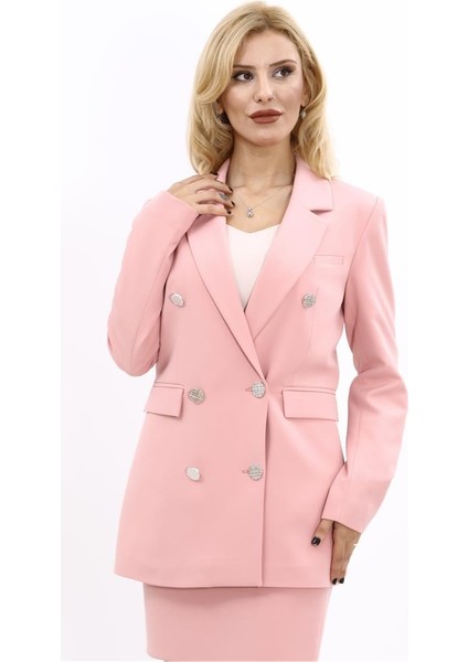 Erkek Yaka Kuruvaze Blazer Ceket-Pudra