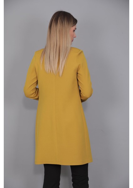 Sıfır Yaka Düz Uzun Ceket-Fıstık fırsatları