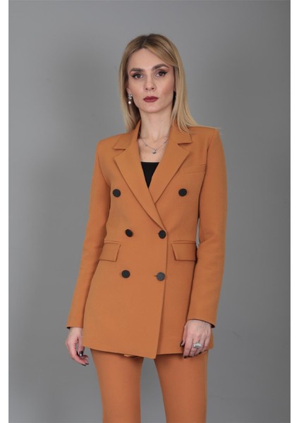 Erkek Yaka Kuruvaze Blazer Ceket-Taba