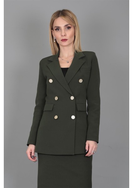 Erkek Yaka Kuruvaze Blazer Ceket-Haki