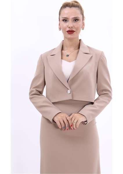 Erkek Yaka Tek Düğmeli Kısa Ceket-Taş