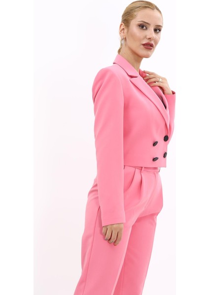 Erkek Yaka Kuruvaze Kısa Ceket-Pembe modelleri