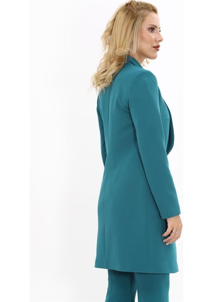 Şal Yaka Cepli Uzun Ceket-Petrol modelleri