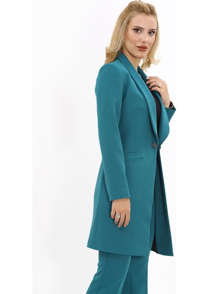 Şal Yaka Cepli Uzun Ceket-Petrol fırsatları