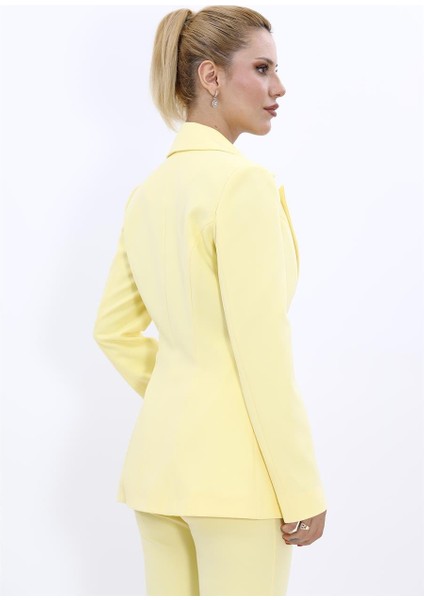 Erkek Yaka Tek Düğmeli Klasik Ceket-Sarı modelleri