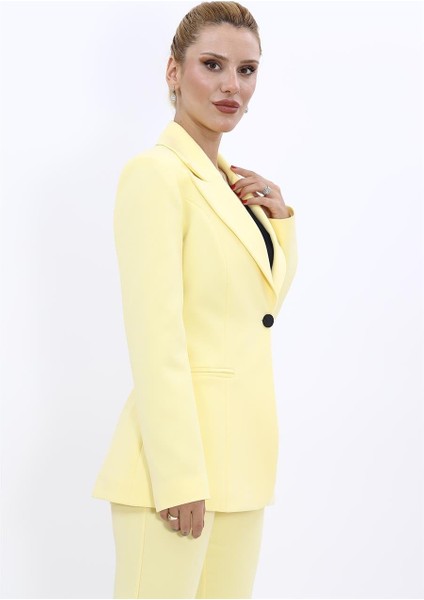 Erkek Yaka Tek Düğmeli Klasik Ceket-Sarı fırsatları