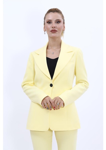 Erkek Yaka Tek Düğmeli Klasik Ceket-Sarı indirimleri