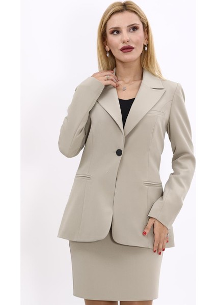 Erkek Yaka Tek Düğmeli Klasik Ceket-Bambu