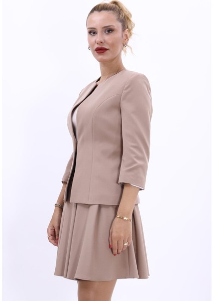 Sıfır Yaka Düz Kısa Ceket-Taş fiyatları