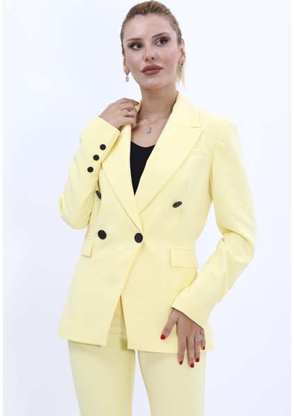 Erkek Yaka Çapraz Ceket-Sarı