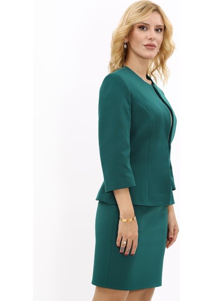 Sıfır Yaka Düz Kısa Ceket-Zümrüt fırsatları